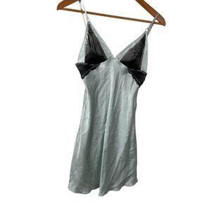 Samantha Chang Chemise Sexy Lingerie Silk Lace Nightgown Slip Dress Blue Size M